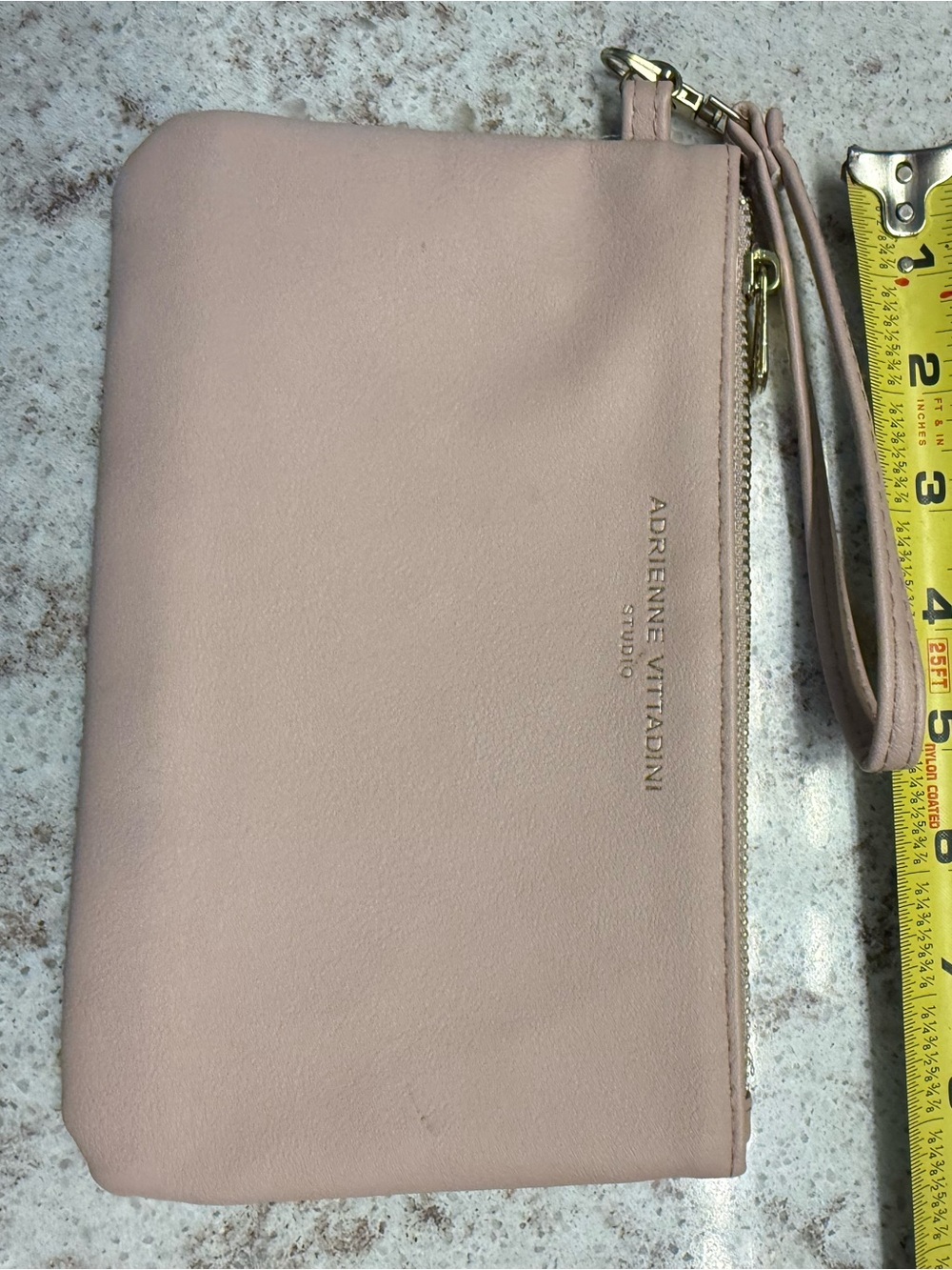 Adrienne Vittadini Blush Pink Wristlet Clutch with Gold Hardware